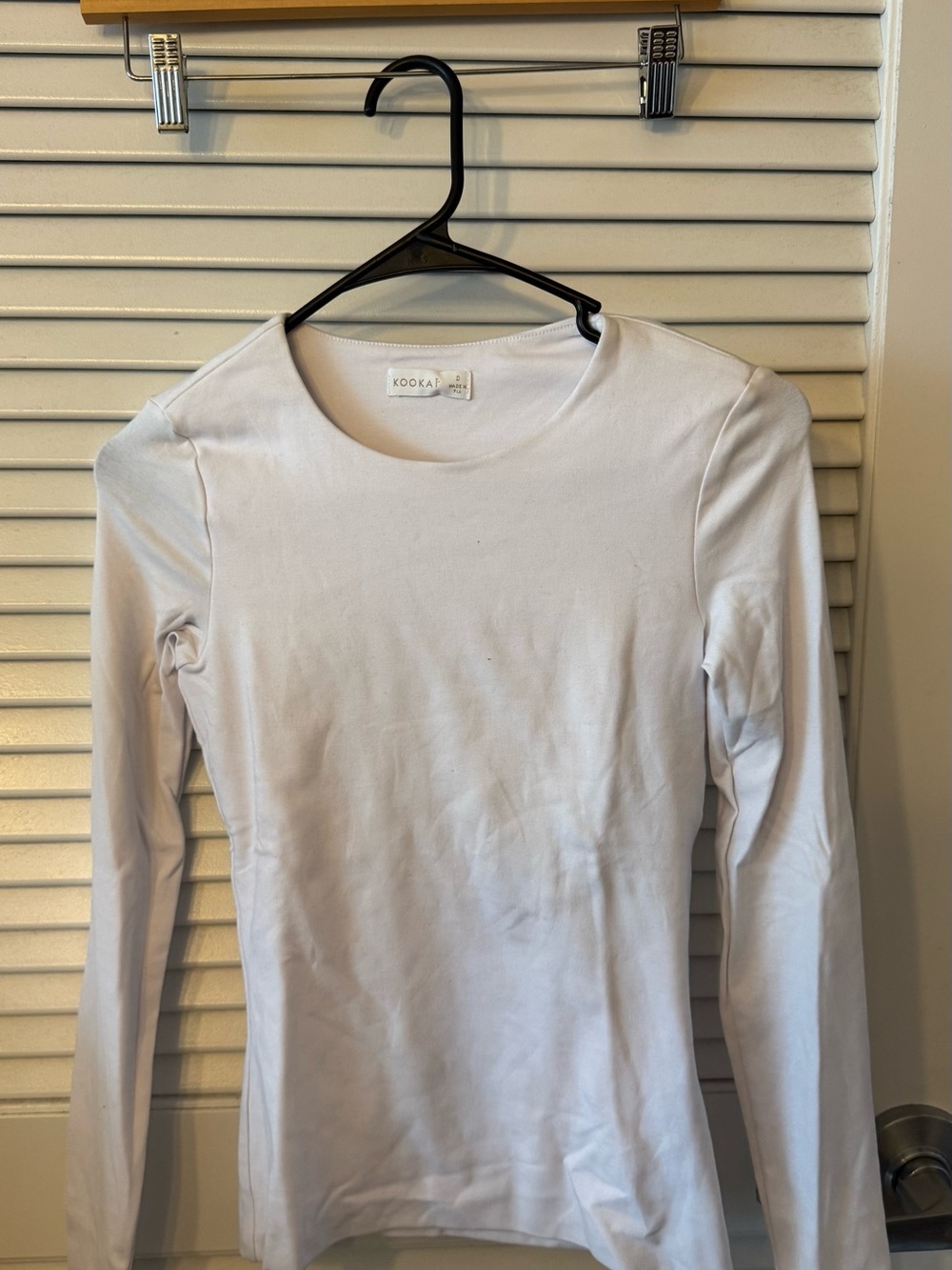Kookai White Long Sleeve Crew Neck Top - Slim Fit
